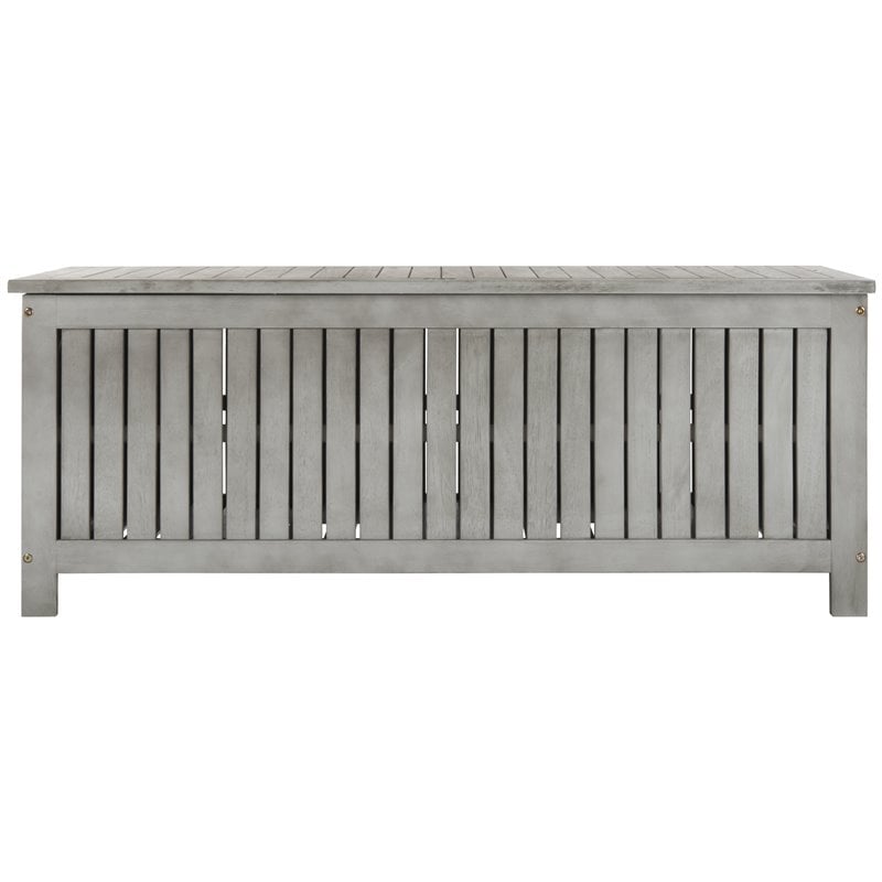 Safavieh Abri Storage Eucalyptus Wood Outdoor Cushion Box in Gray