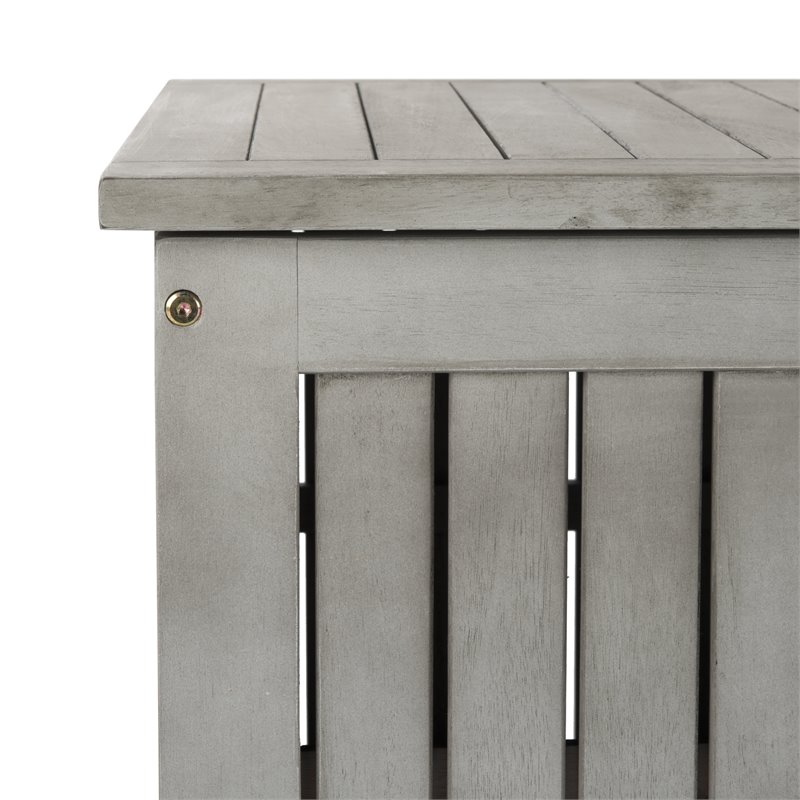 Safavieh Abri Storage Eucalyptus Wood Outdoor Cushion Box in Gray