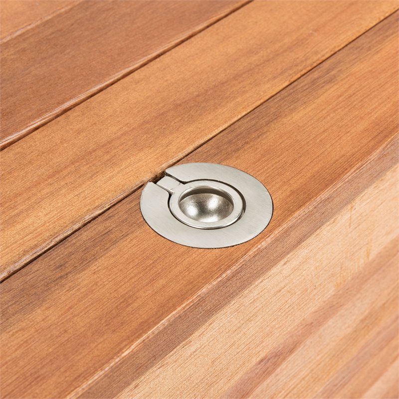 Safavieh Elina Storage Eucalyptus Wood Outdoor Cushion Box in Teak Natural