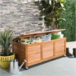 Safavieh Elina Storage Eucalyptus Wood Outdoor Cushion Box in Teak Natural