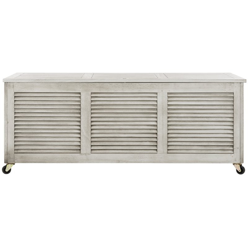 Safavieh Elina Storage Eucalyptus Wood Outdoor Cushion Box in Gray