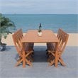Safavieh Marson Contemporary Eucalyptus Wood Outdoor Dining Table in Natural