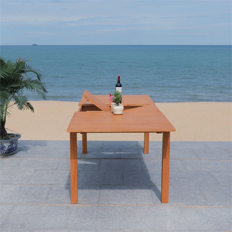 Safavieh Marson Contemporary Eucalyptus Wood Outdoor Dining Table in Natural