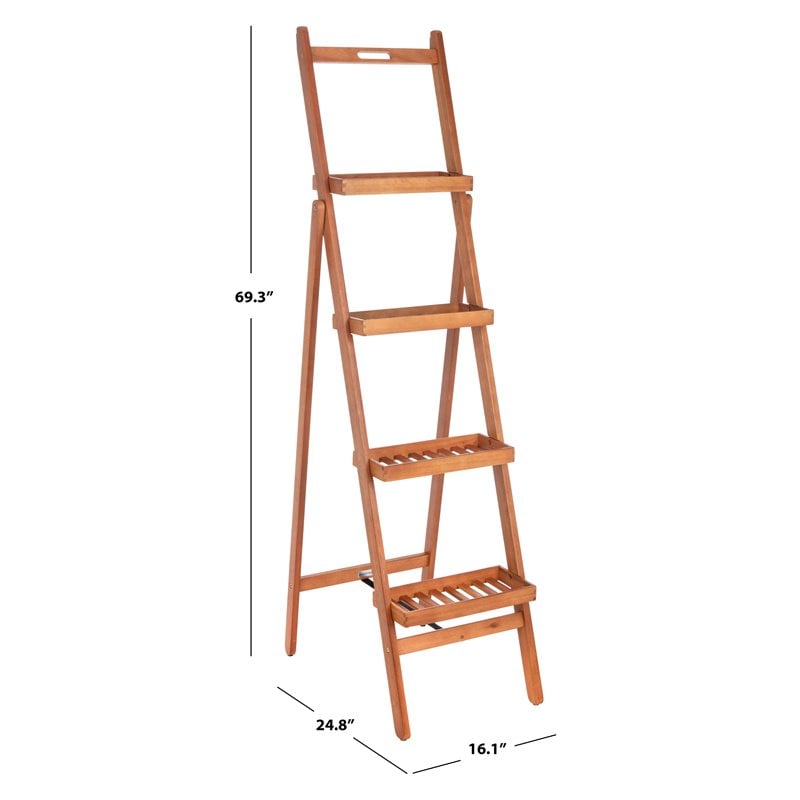 Safavieh Grenton 4-Tier Eucalyptus Wood Outdoor/Garden Shelf in Natural