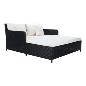 safavieh cadeo polyester/steel metal outdoor daybed with pillows in black