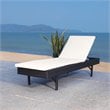 Safavieh Cam Polyester/Wicker/Steel Frame Outdoor Sun Lounger in Black and Beige