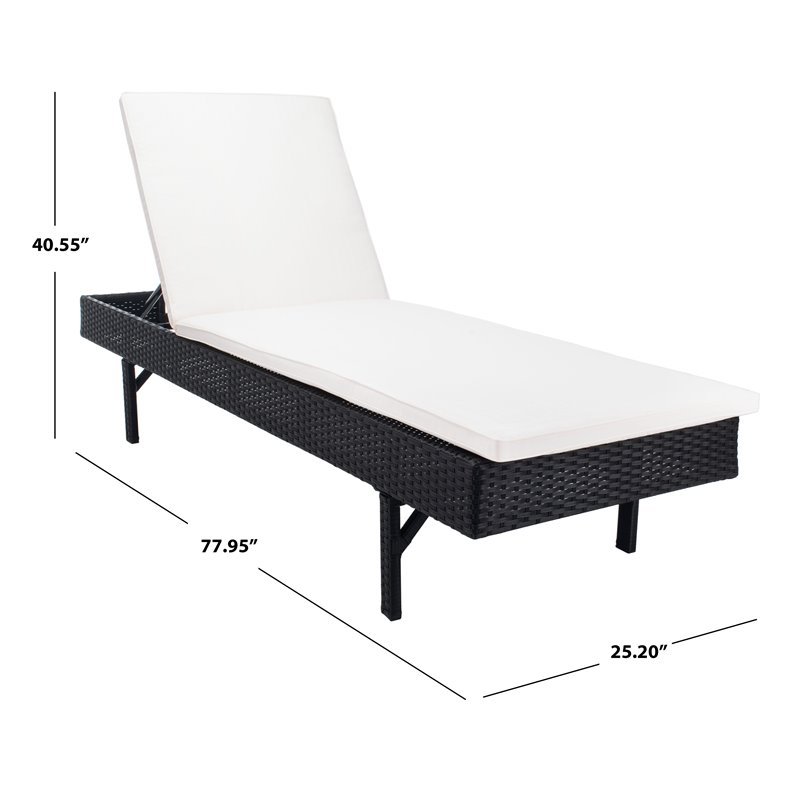 Safavieh Cam Polyester/Wicker/Steel Frame Outdoor Sun Lounger in Black and Beige