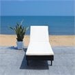 Safavieh Cam Polyester/Wicker/Steel Frame Outdoor Sun Lounger in Black and Beige