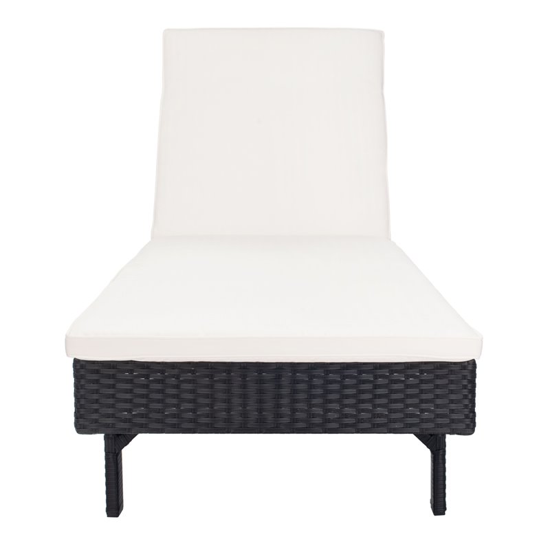 Safavieh Cam Polyester/Wicker/Steel Frame Outdoor Sun Lounger in Black and Beige