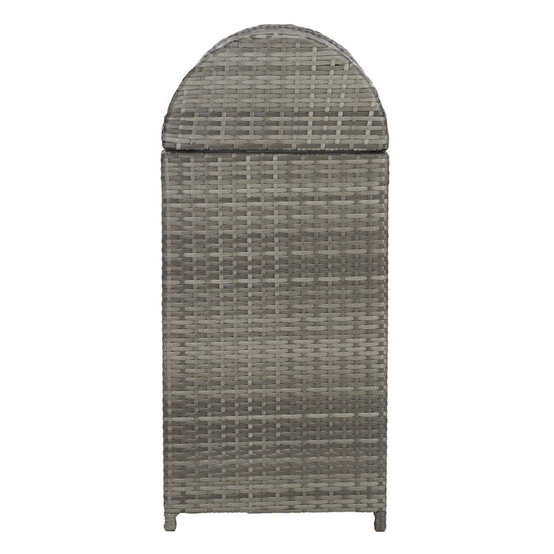 Safavieh Serapis Polyester Wicker/Steel Patio Trash Bin in Gray