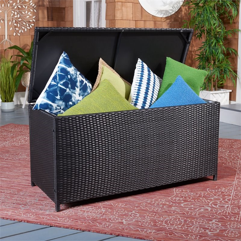 Safavieh Oliveira Polyester Fabric/Foam Cushion Box in Black/White Cushion