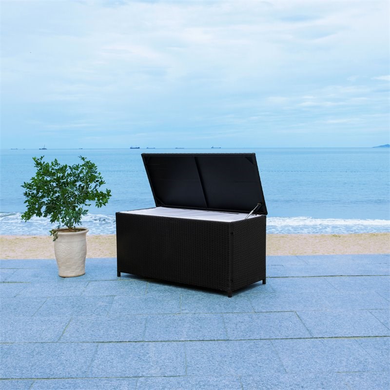 Safavieh Oliveira Polyester Fabric/Foam Cushion Box in Black/White Cushion