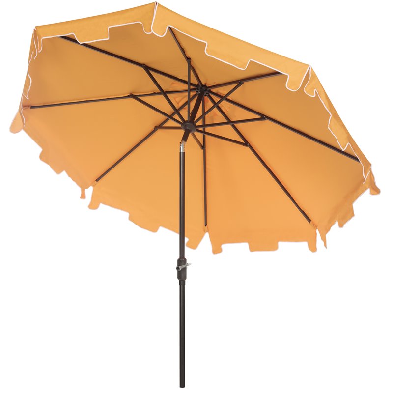 Safavieh Zimmerman 9ft UV Resistant Metal Push Button Tilt Umbrella in Yellow