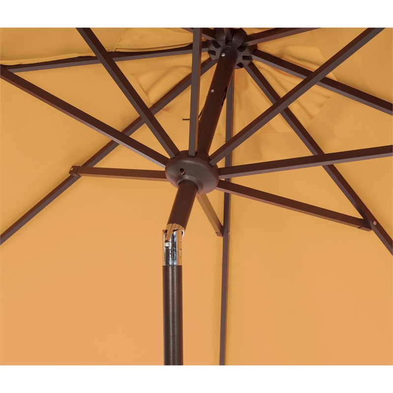 Safavieh Zimmerman 9ft UV Resistant Metal Push Button Tilt Umbrella in Yellow