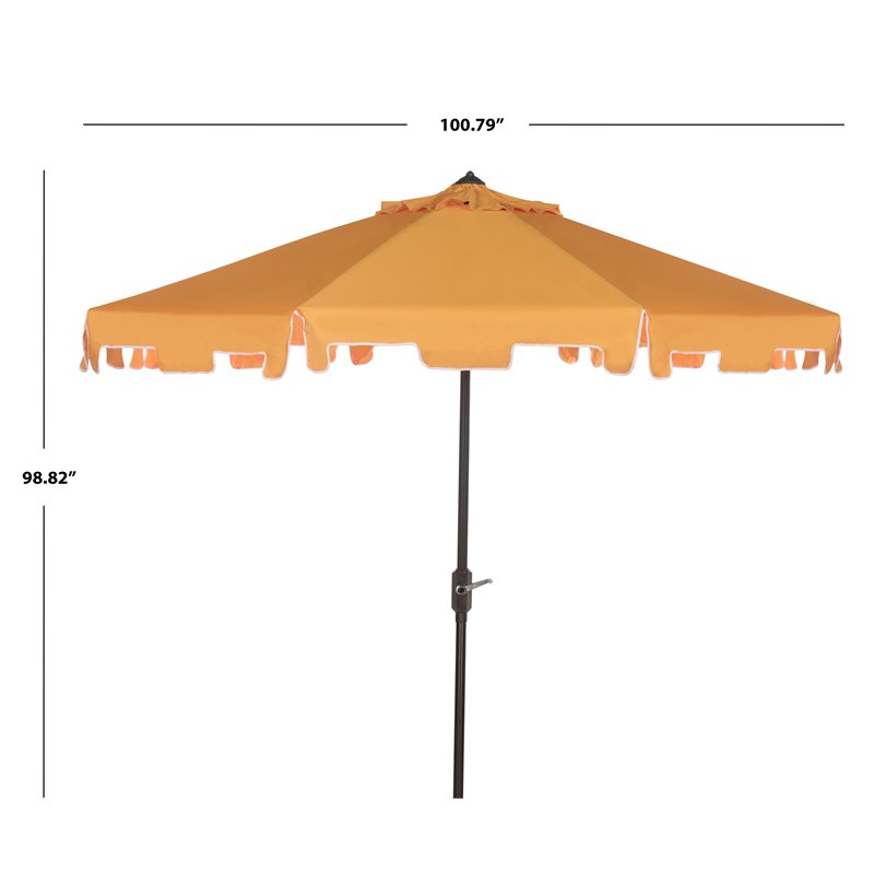 Safavieh Zimmerman 9ft UV Resistant Metal Push Button Tilt Umbrella in Yellow