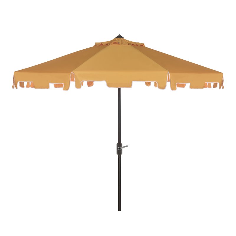 Safavieh Zimmerman 9ft UV Resistant Metal Push Button Tilt Umbrella in Yellow