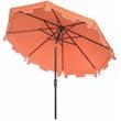 Safavieh Zimmerman 9ft UV Resistant Metal Push Button Tilt Umbrella in Orange