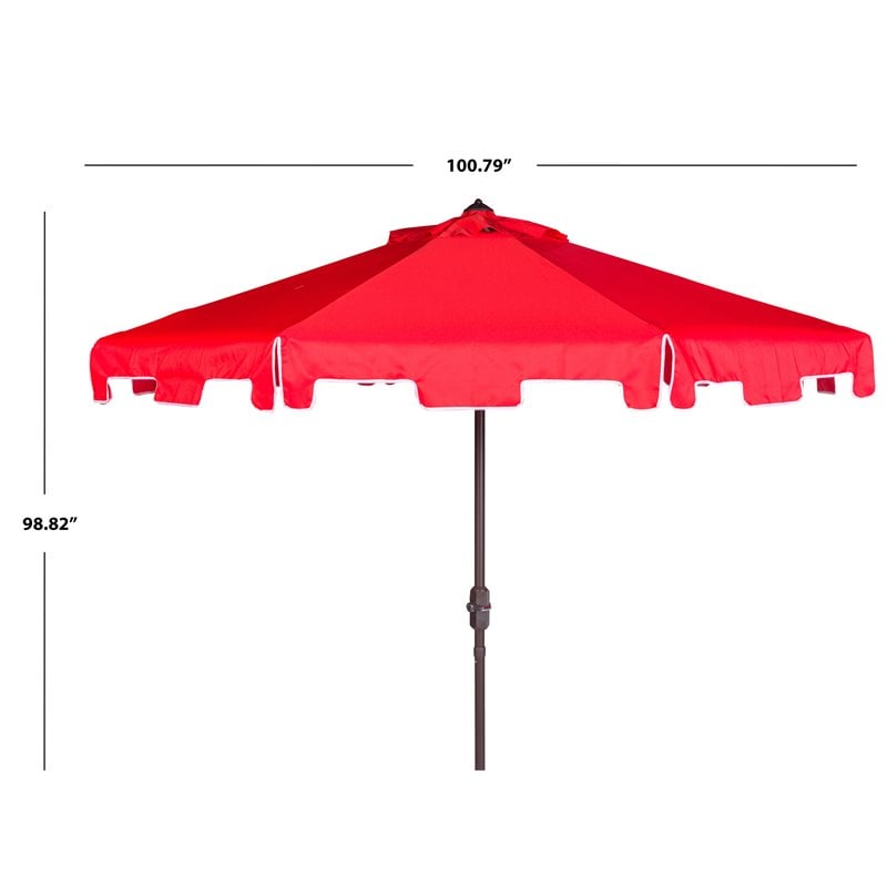 Safavieh Zimmerman 9ft UV Resistant Metal Push Button Tilt Umbrella in Red