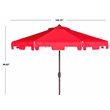 Safavieh Zimmerman 9ft UV Resistant Metal Push Button Tilt Umbrella in Red