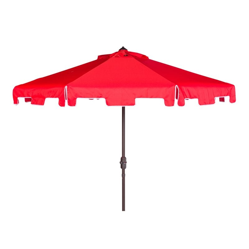 Safavieh Zimmerman 9ft UV Resistant Metal Push Button Tilt Umbrella in Red