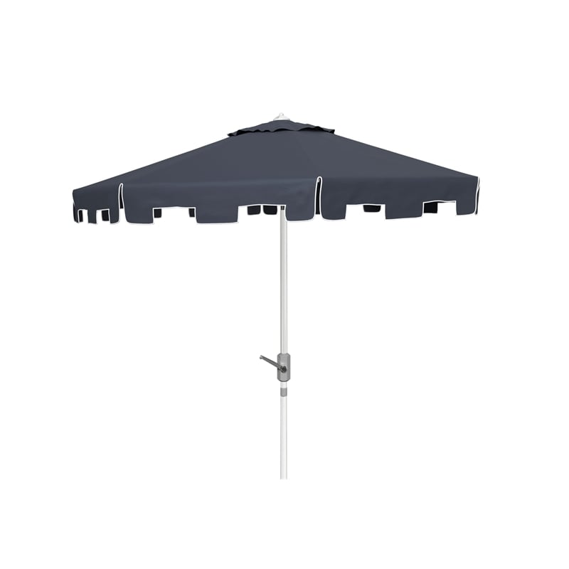 Safavieh Zimmerman 9ft UV-Resistant Metal Push Button Tilt Umbrella in Navy