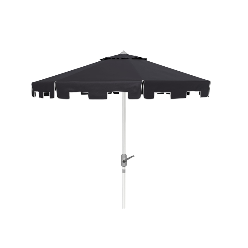 Safavieh Zimmerman 9ft UV-Resistant Metal Push Button Tilt Umbrella in Black