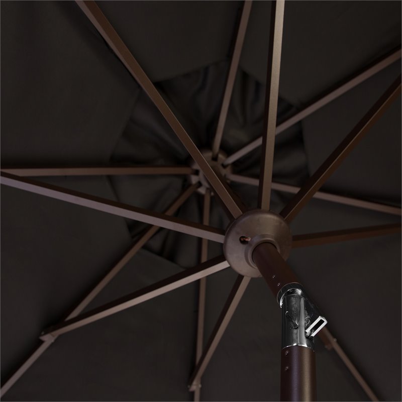 Safavieh Ortega 9ft Weather Resistant Metal Outdoor Crank Umbrella in Black