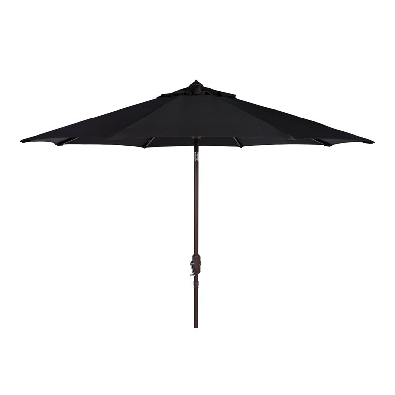Safavieh Ortega 9ft Weather Resistant Metal Outdoor Crank Umbrella in Black
