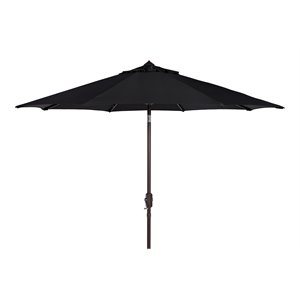 Safavieh Ortega 9ft Weather Resistant Metal Outdoor Crank Umbrella in Black
