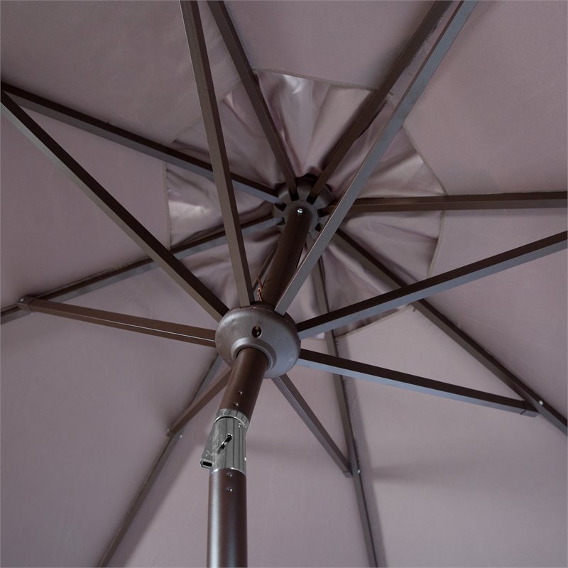 Safavieh Ortega 9ft Weather Resistant Metal Outdoor Crank Umbrella in Gray