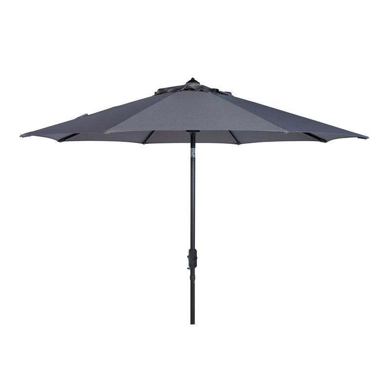 Safavieh Ortega 9ft Weather Resistant Metal Outdoor Crank Umbrella in Gray