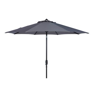 Safavieh Ortega 9ft Weather Resistant Metal Outdoor Crank Umbrella in Gray