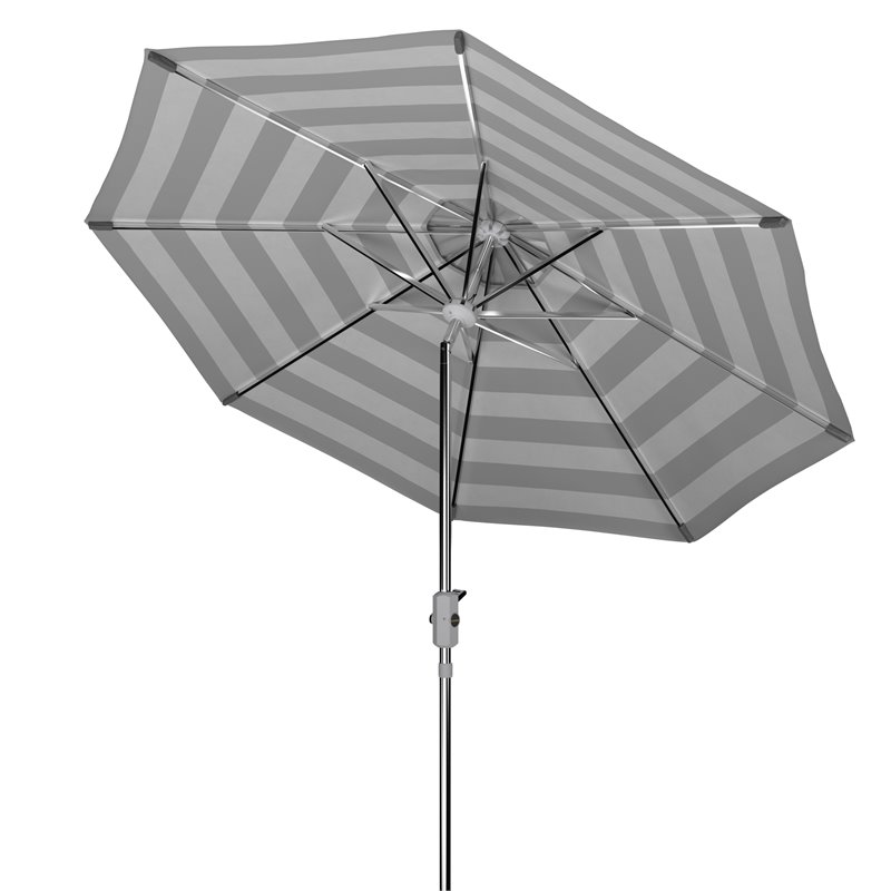 Safavieh Iris Fashion Line 9ft UV Resistant Metal Auto Tilt Umbrella in Gray