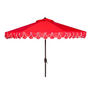 Safavieh Elegant Valance 9ft Metal Outdoor Umbrella in Red and White