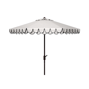 Safavieh Elegant Valance Auto Tilt Metal Auto Tilt Umbrella in White and Navy