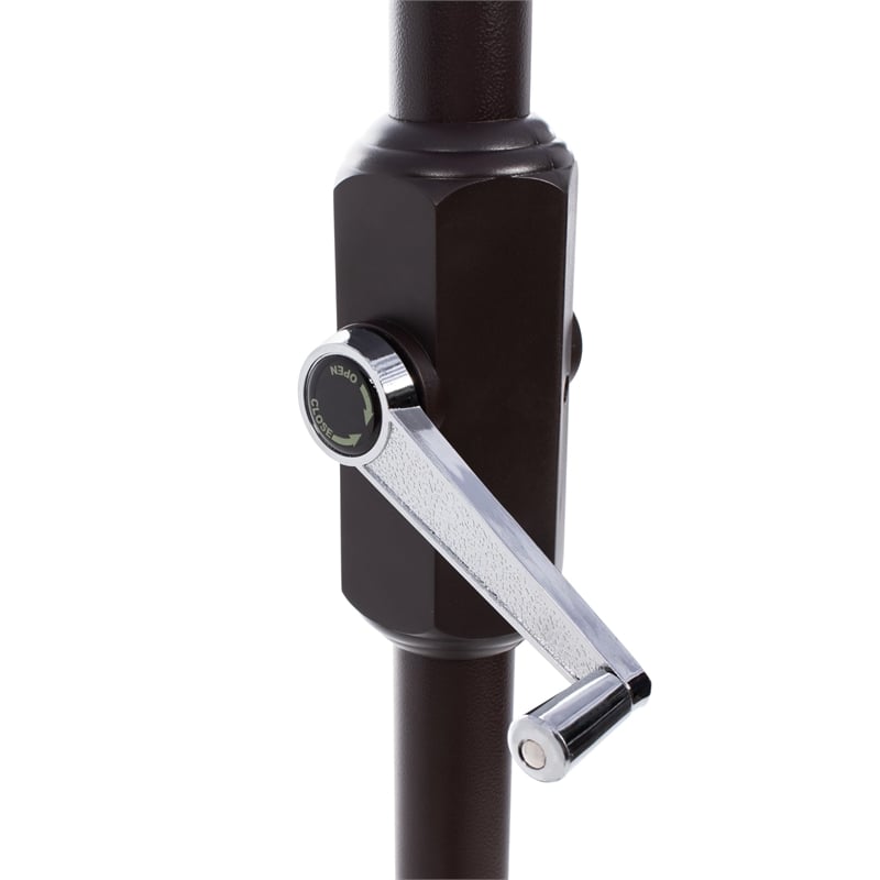 Safavieh Elegant Valance Auto Tilt Metal Auto Tilt Umbrella in White and Navy