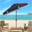 Safavieh Fabia Fringe 9ft Metal Outdoor Umbrella in Navy and White