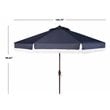 Safavieh Fabia Fringe 9ft Metal Outdoor Umbrella in Navy and White