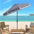 Safavieh Fabia Fringe 9ft Metal Outdoor Umbrella in Gray and White