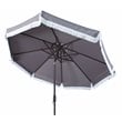 Safavieh Fabia Fringe 9ft Metal Outdoor Umbrella in Gray and White