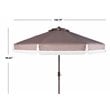 Safavieh Fabia Fringe 9ft Metal Outdoor Umbrella in Gray and White