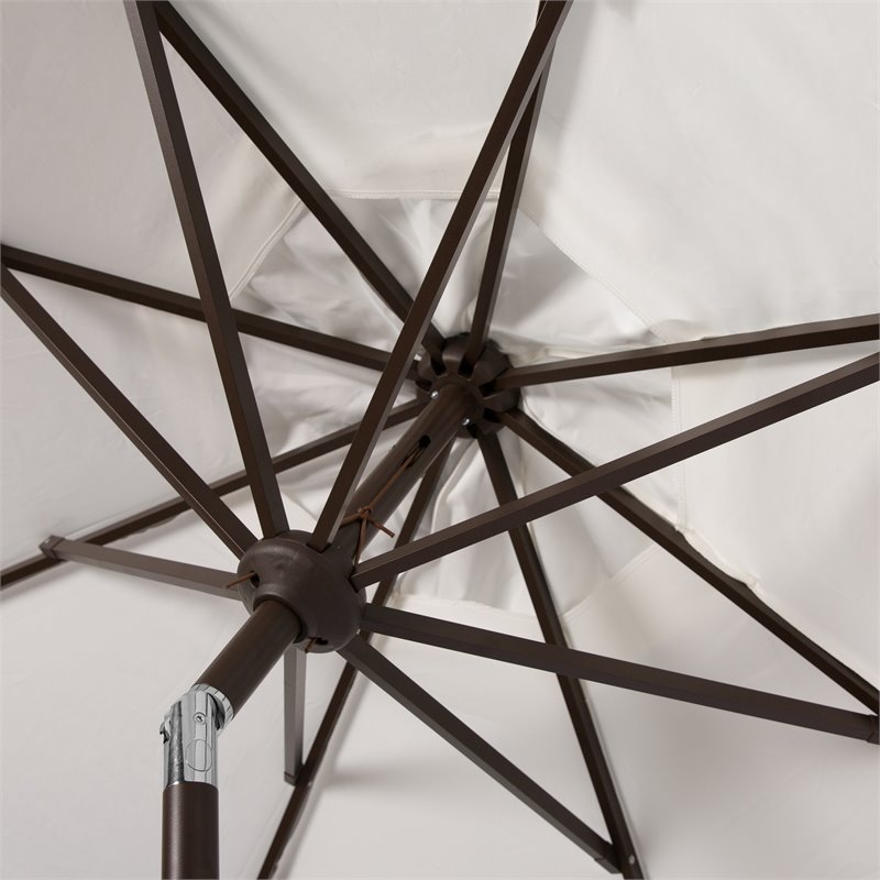 Safavieh Fabia Fringe 9ft Crank Metal Outdoor Umbrella in White