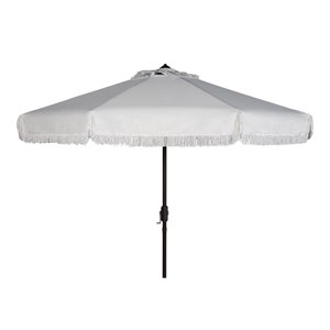 Safavieh Fabia Fringe 9ft Crank Metal Outdoor Umbrella in White