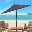 Safavieh Bethany 9ft Eucalyptus Wooden Outdoor Umbrella in Neutral Gray