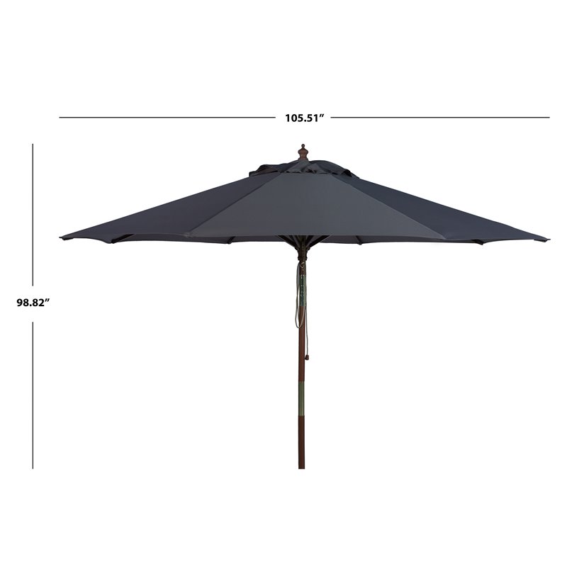 Safavieh Bethany 9ft Eucalyptus Wooden Outdoor Umbrella in Neutral Gray