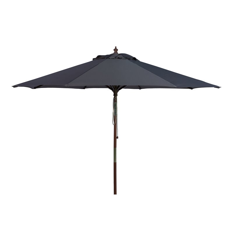 Safavieh Bethany 9ft Eucalyptus Wooden Outdoor Umbrella in Neutral Gray