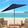Safavieh Bethany 9ft Eucalyptus Wooden Outdoor Umbrella in Navy