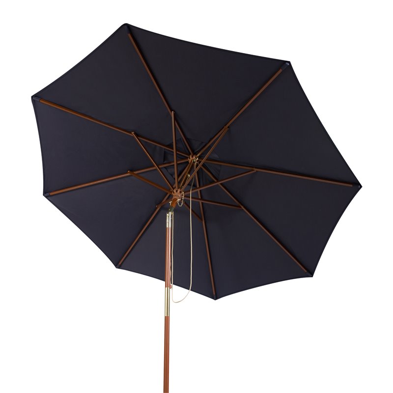 Safavieh Bethany 9ft Eucalyptus Wooden Outdoor Umbrella in Navy