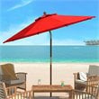 Safavieh Bethany 9ft Eucalyptus Wooden Outdoor Umbrella in Red