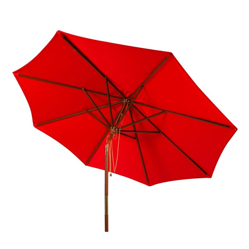 Safavieh Bethany 9ft Eucalyptus Wooden Outdoor Umbrella in Red